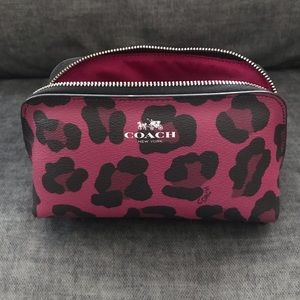Leather Coach makeup bag